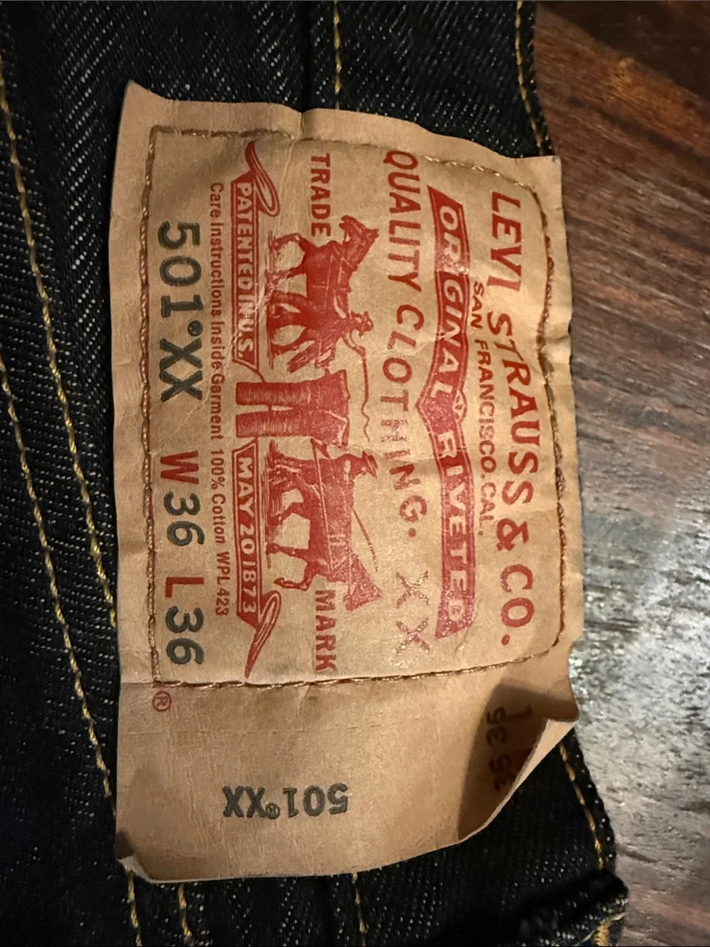 Levi's Men's Straight Jeans in Dark Indigo with Yellow Stitching 36x36